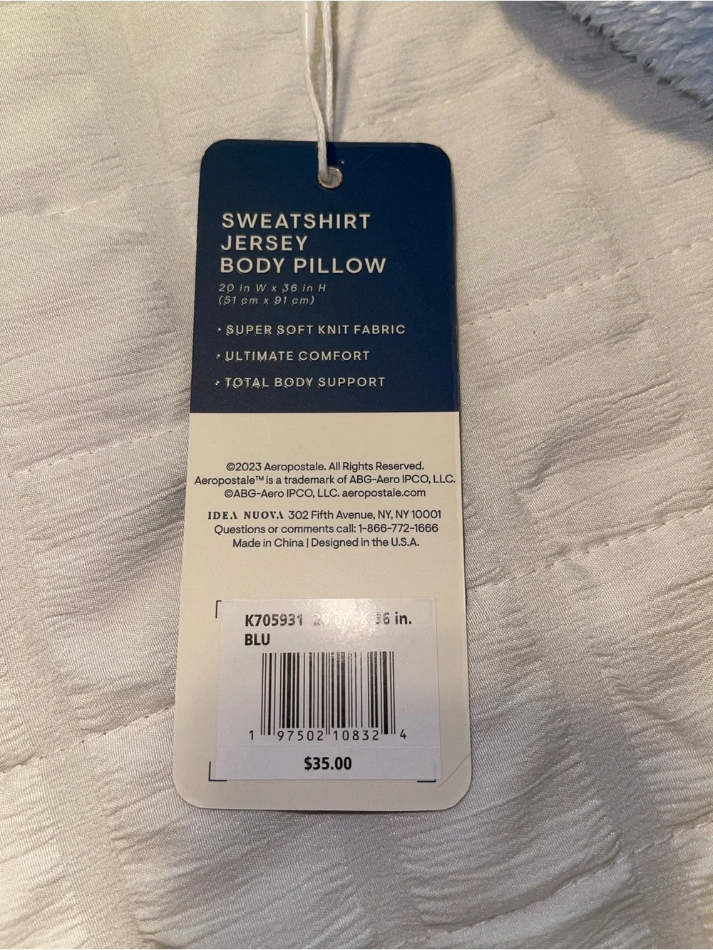 Aeropostale Light Blue Sweatshirt Jersey Body Pillow
